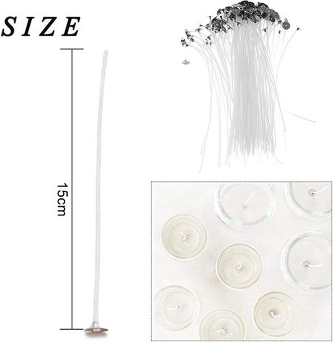  s - 15cm lange Kaarsenlonten | 20 Stuks | Voor Zelf Kaarsen Maken | Gewaxed lonten | Kaarsdecoratie | Roken niet, stinken niet | Candle wick